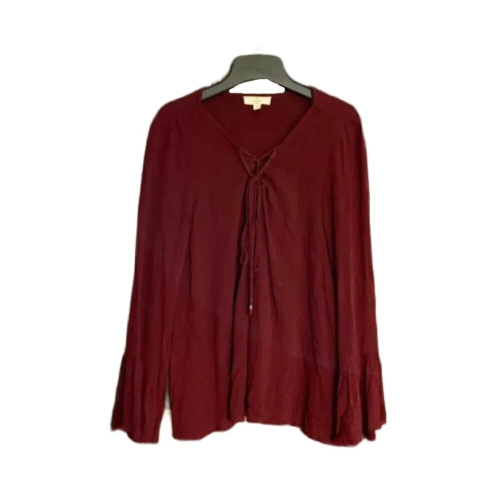 Anthropologie Entro red burgundy peasant top size medium